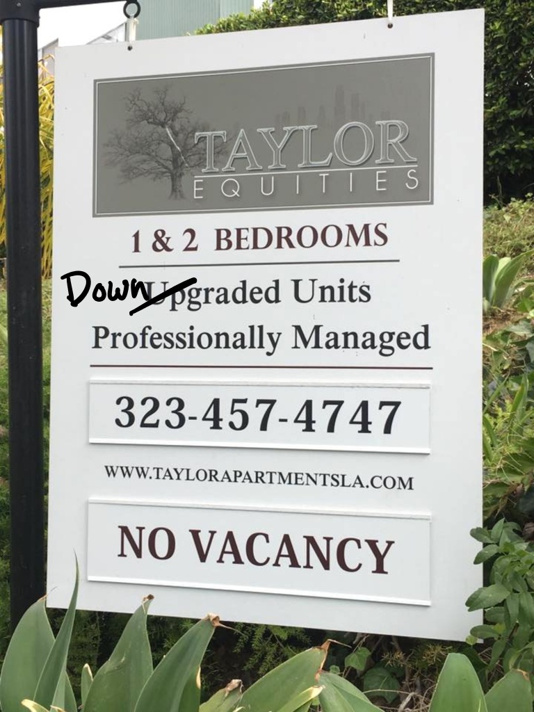 front sign Taylor Equities